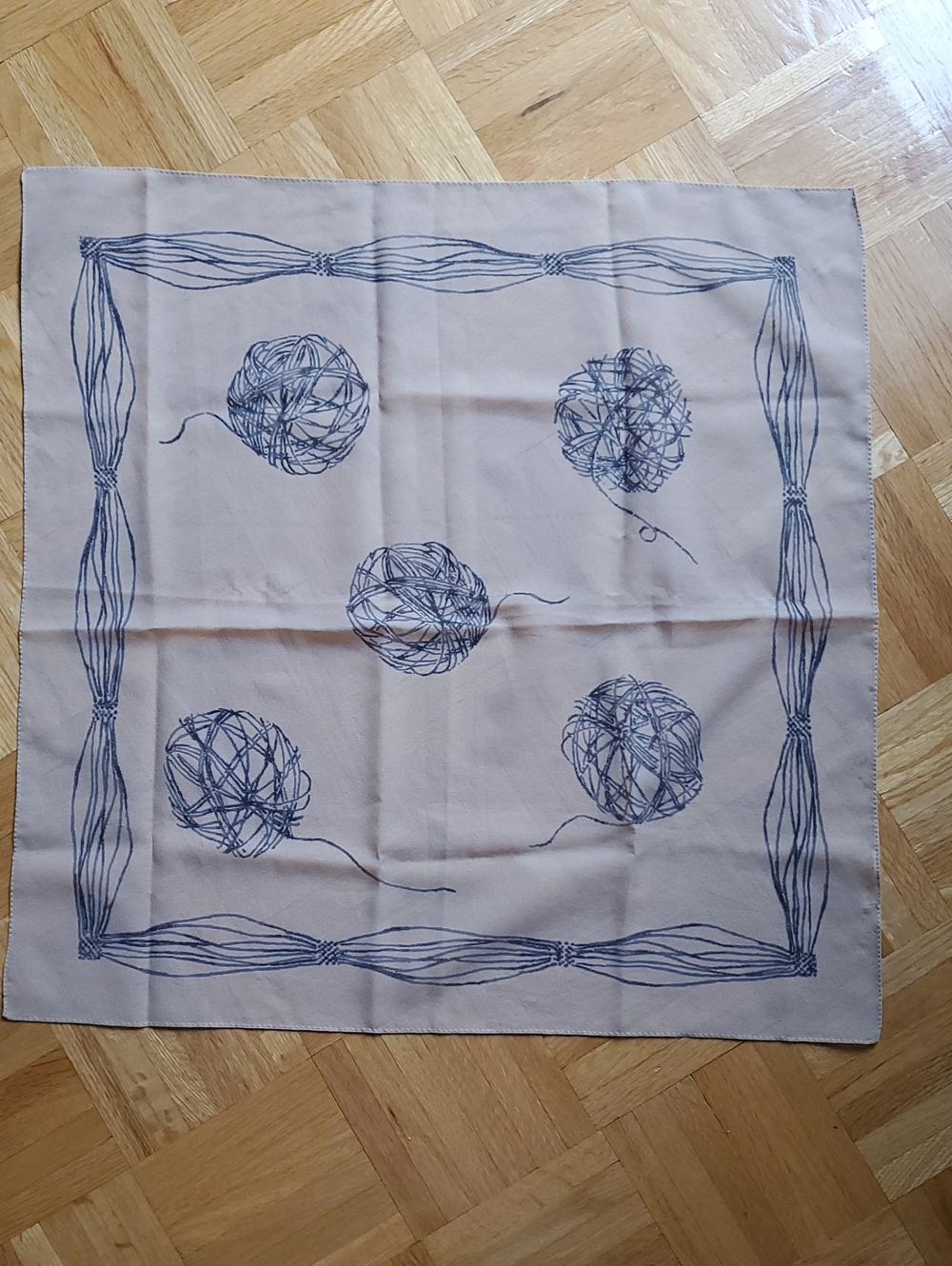Fine Silk Scarf Vintage Beige Sheer Luxury Sketch Yarn